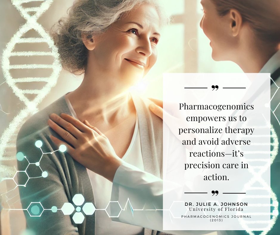 🧬 “Pharmacogenomics empowers personalized therapy &amp; avoids adverse reactions.” – Dr. Julie A. Johnson

Mira Precision PGx™: 17 genes, 85+ variants, 12 areas—precision care tailored for you.

#PGxTesting #PrecisionMedicine #PatientSafety
