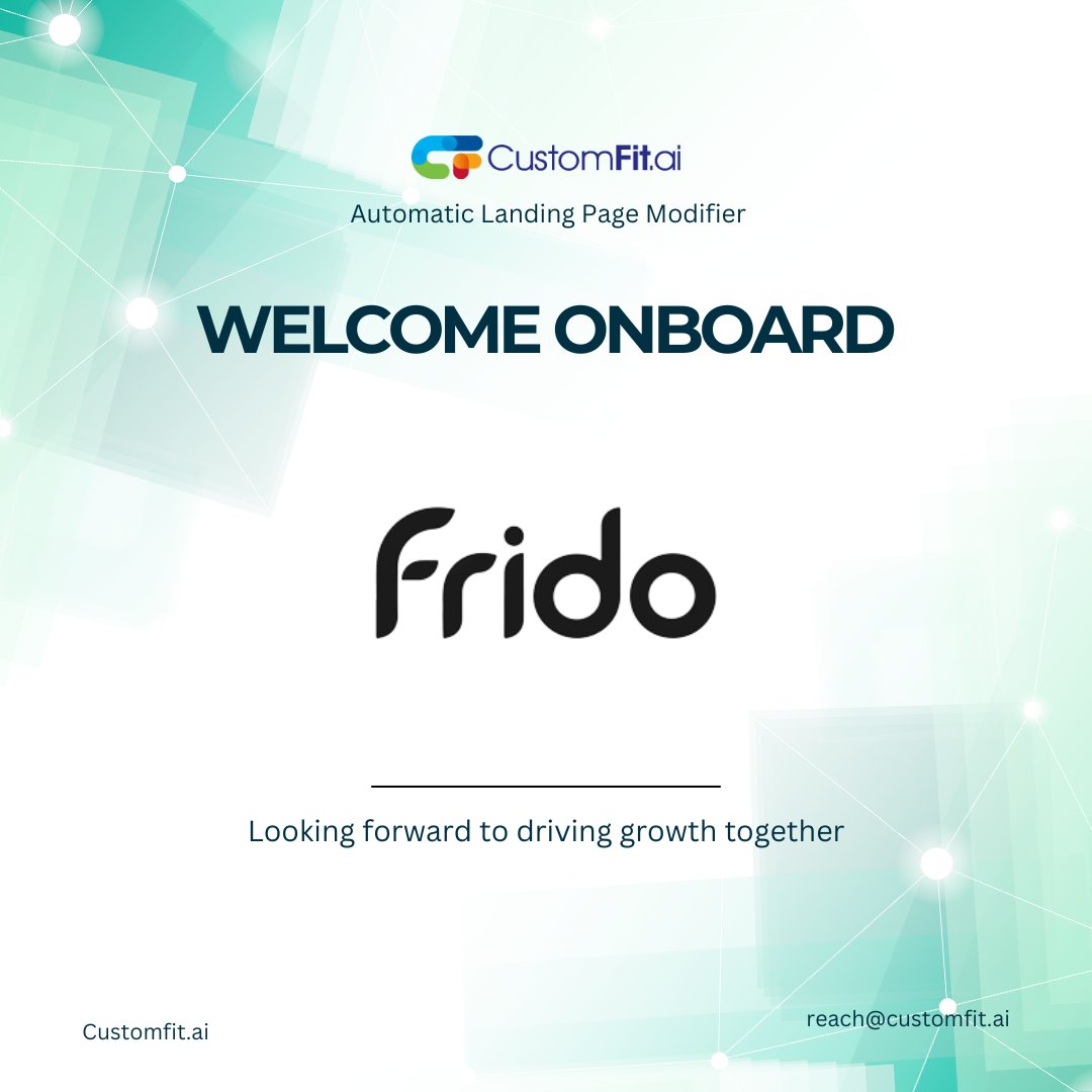 theashwin007's tweet image. Welcome Frido to the CustomFit.ai family.

Focused on comfort and wellness, Frido now uses CustomFit for website personalization and A/B testing to enhance user experience.

#ABTesting #WebsitePersonalization #CustomFitAI #Frido #Wellness