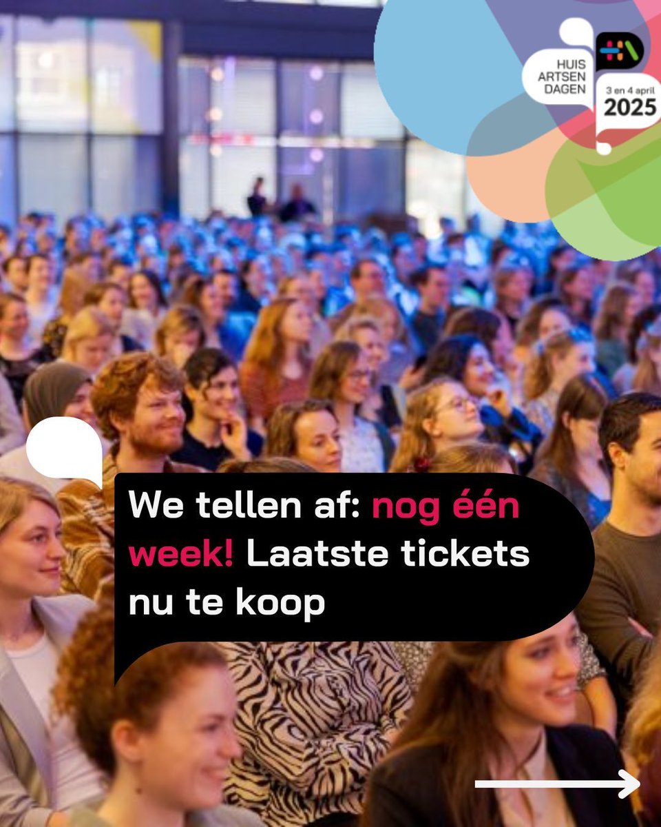 ⏳ 𝗡𝗼𝗴 𝗺𝗮𝗮𝗿 𝟭 𝘄𝗲𝗲𝗸 𝘁𝗲 𝗴𝗮𝗮𝗻! Er zijn nog enkele plekken bij de sessies beschikbaar, dus wacht niet te lang en koop je ticket. Kijk op huisartsendagen.nl voor meer informatie!