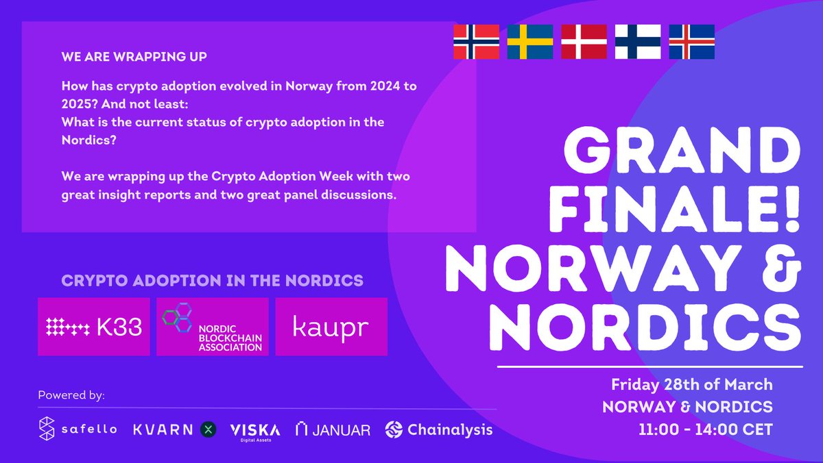There is not often a time when the largest Norwegian crypto exchanges and brokers are gathered together on one panel! But that is the case when we are digging into the results of the Norway Crypto Adoption Survey 2025 in a live event on Friday, the 28th of March!

So, are we