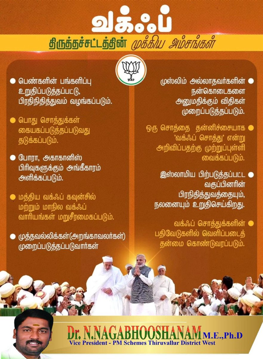 Profnaga123's tweet image. 🕌 Empowering Communities, Strengthening Bharat! 🇮🇳✨

Modi Govt ensures women’s rights, property protection &amp;amp; inclusivity in Waqf reforms. A step towards unity &amp;amp; progress! 🤝 #SabkaSaathSabkaVikas #ModiForAll

@narendramodi  @ReddySudhakar21