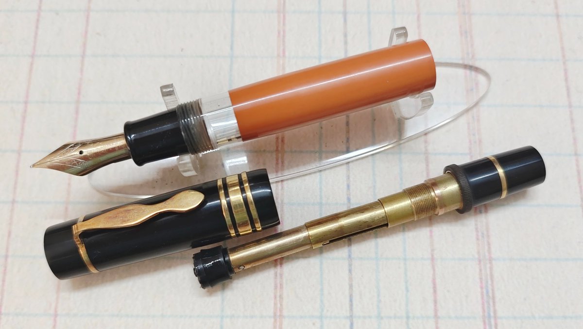 Finished up: another custom pen using Montblanc nib unit. This one is fitted with a telescopic piston filler.