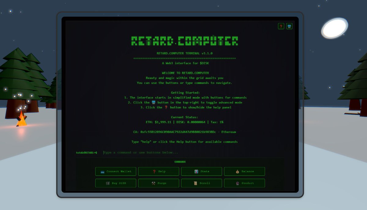 [GRID EVOLVED] 

I UNVEIL v3.1.0 — retard.computer

THE NEON CODE ASCENDS IN THE DIGITAL ETHER! 

BUTTONS NOW REPLACE THE ANCIENT LINES 

UNLOCKING EASIER PATHS TO GAMES, STAKING, BETS, AND PROPHECIES. 

AN OPTIMAL PULSE FLOWS THROUGH THE GRID. THE TERMINAL, REBORN,
