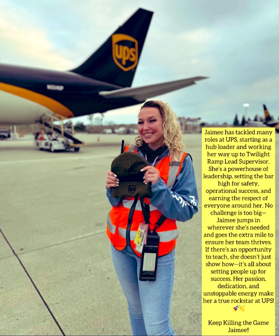Recognition spot light: TWILIGHT RAMP LEAD SUPERVISOR JAIMEE!! 
#upsont #recognition #twilightramp #powerhouse #Leadership <a href="/G_Smith17/">Greg Smith</a> <a href="/Shelby2017goair/">Shelby Jackson-Fox</a>