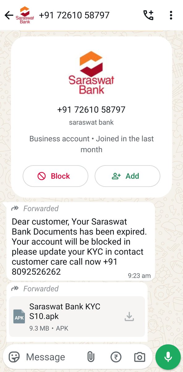 EminentRealtors's tweet image. #Cautionary warning in the public interest!

Online bank fraud has started on WhatsApp. Month end, financial year end &amp;amp; big festivals have all come together. So messages, Phone calls will come. However, financial fraud would be done in this way.