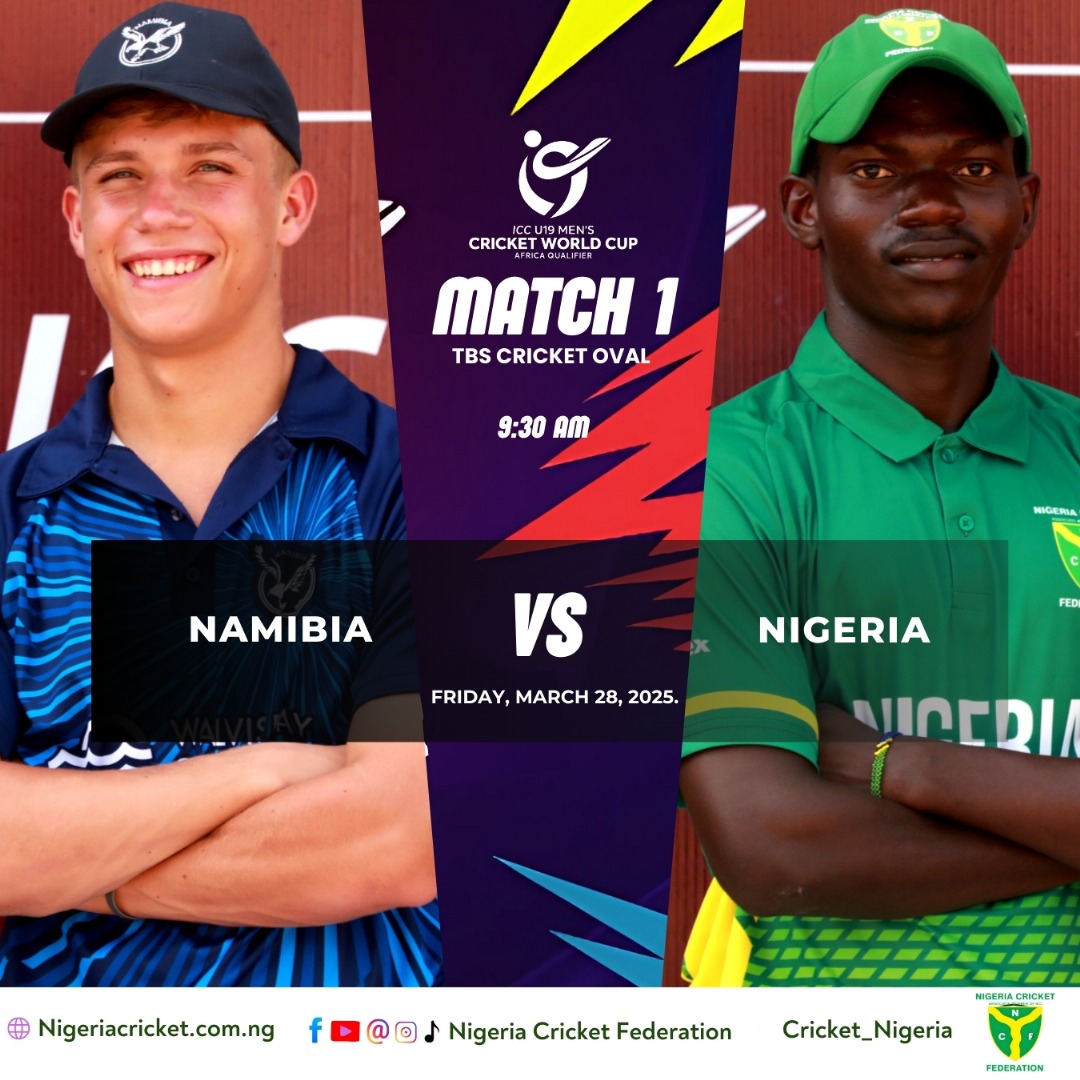 cricket_nigeria's tweet photo. The battle begins! 

Namibia 🇳🇦 vs. Nigeria 🇳🇬 in the opening clash of the ICC U19 Men’s Cricket World Cup Africa Qualifier! Both teams are ready to stake their claim for a spot on the world stage.

Stream the game live on the Nigeria Cricket Federation YouTube page.

https://t.co/DmPzrHP2qb

Turn on post notification to get live updates.

 #U19AfricaWCQualifiers
#u19africawcqualifiers
#nigeriacricketfederation
#JuniorYellowGreens