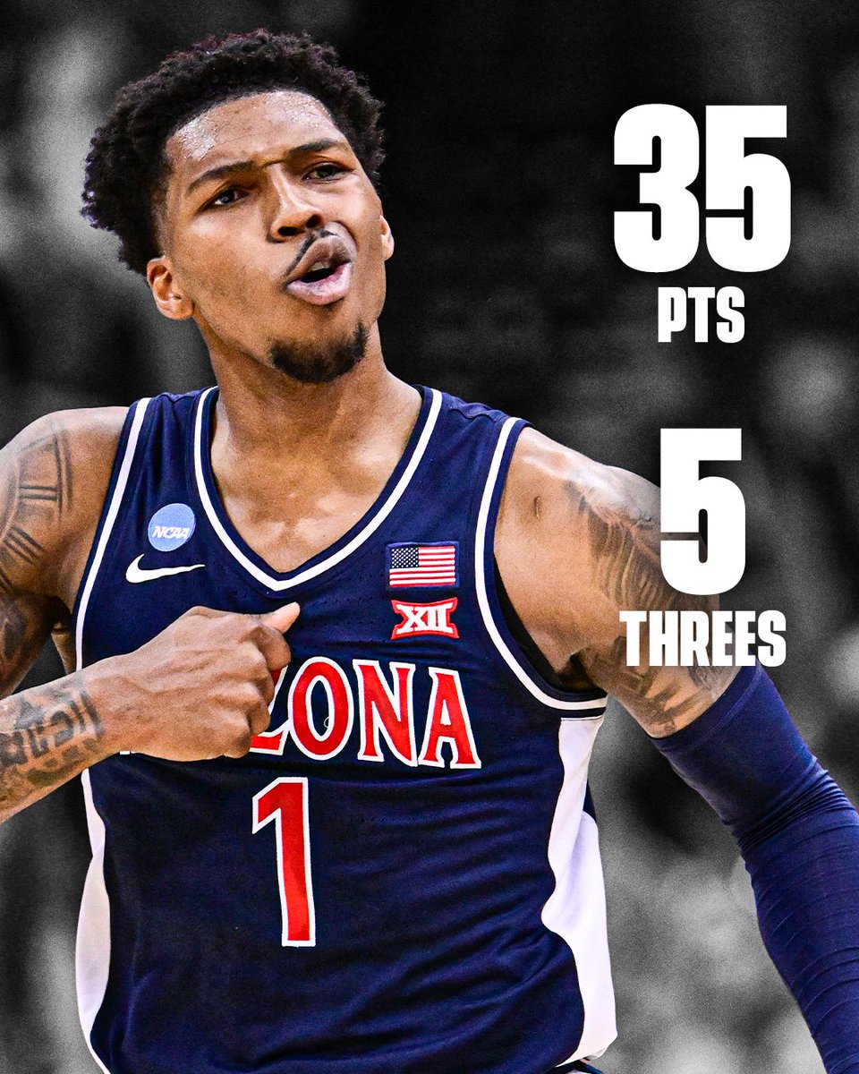 CALEB LOVE WENT DOWN SWINGING 🔥 

He's the first player with 35 points and 0 turnovers vs. a 1-seed since 1994 😮 

All in what could be his last collegiate game ever 👏