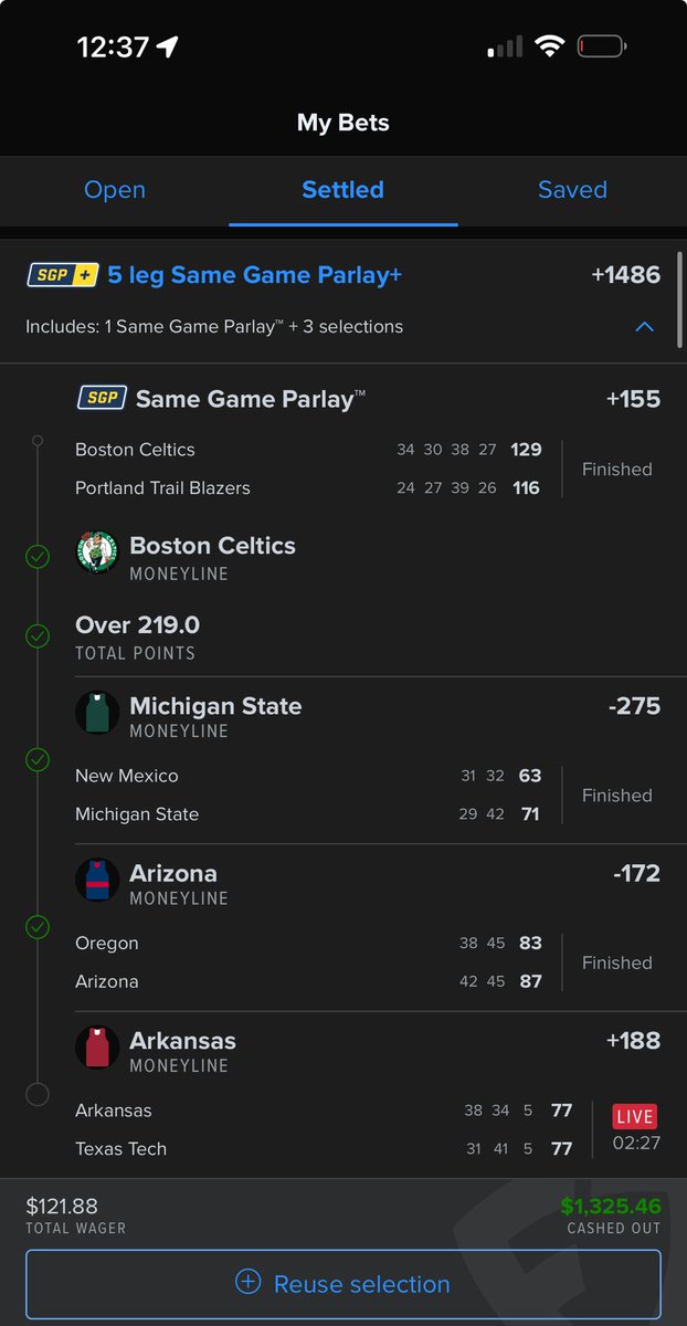 A good way to end the week 🤝 +1486 cashed out coulda sweated out the OT but we on to the next #Fanduelparlay #sportsbettingpicks 🔐 🏀✅