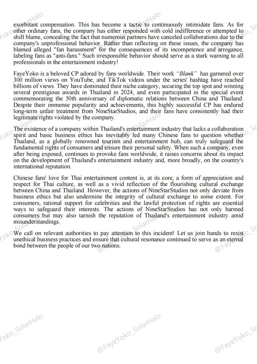 SNSDTaeyeon/FayeYoko (@snsdktaetae) on Twitter photo Report on NineStarStudios' serious infringement of fans' rights and suspected violation of Thai laws and regulations
<a href="/ManGu_Magazine/">ManGu Magazine</a> <a href="/Thaiheadlines02/">Thailandheadlines</a> <a href="/thaiupdate2021/">Thai Update</a> <a href="/Thairath_News/">Thairath_News</a> <a href="/Thairath_Ent/">Thairath_Ent</a> <a href="/Thairath_TV/">ThairathTV</a> <a href="/BangkokPostNews/">Bangkok Post</a> <a href="/NationThailand/">@Thailand Nation</a> <a href="/ThaiEnquirer/">Thai Enquirer</a> <a href="/KhaosodEnglish/">Khaosod English</a> Report on NineStarStudios' serious infringement of fans' rights and suspected violation of Thai laws and regulations
<a href="/ManGu_Magazine/">ManGu Magazine</a> <a href="/Thaiheadlines02/">Thailandheadlines</a> <a href="/thaiupdate2021/">Thai Update</a> <a href="/Thairath_News/">Thairath_News</a> <a href="/Thairath_Ent/">Thairath_Ent</a> <a href="/Thairath_TV/">ThairathTV</a> <a href="/BangkokPostNews/">Bangkok Post</a> <a href="/NationThailand/">@Thailand Nation</a> <a href="/ThaiEnquirer/">Thai Enquirer</a> <a href="/KhaosodEnglish/">Khaosod English</a>
