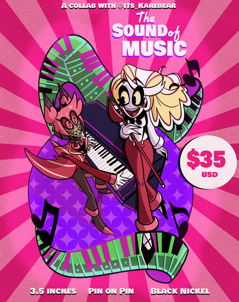 This Fantasy Toon Charlastor design will feature pin-on-pin components, with Charlie being a separate piece from Alastor, giving the final result a more 3D effect!