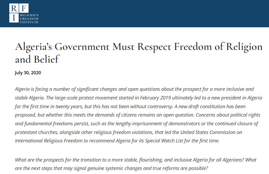 من الولايات المتحدة الأمريكية 🇺🇸 Factsheet on International Religious Freedom Act (IRFA) حرية الدين في العالم الآخر المنفصل عن الحقيقة 🇩🇿 حسب وزارة الحريات الدينية الأمريكية
religiousfreedominstitute.org/algerias-gover…