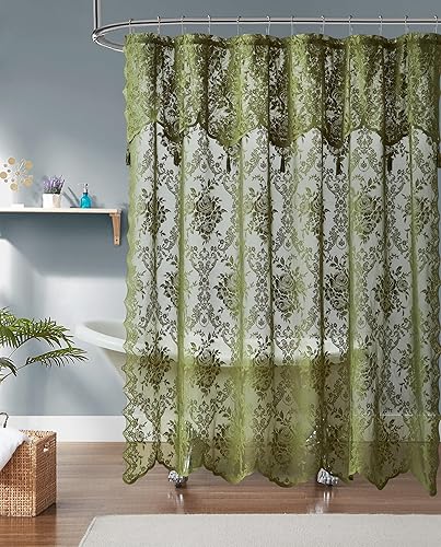 I just received Warm Home Designs Sage Green Lace Shower Curtain 72 x 72 with Attached Valance &amp; 7 Tassels. Luxury Farmhouse Shower Curtains for The Bathroom or Boho Shower Curtains for Bathr from Anonymous via Throne. Thank you! throne.com/maelefay #Wishlist #Throne