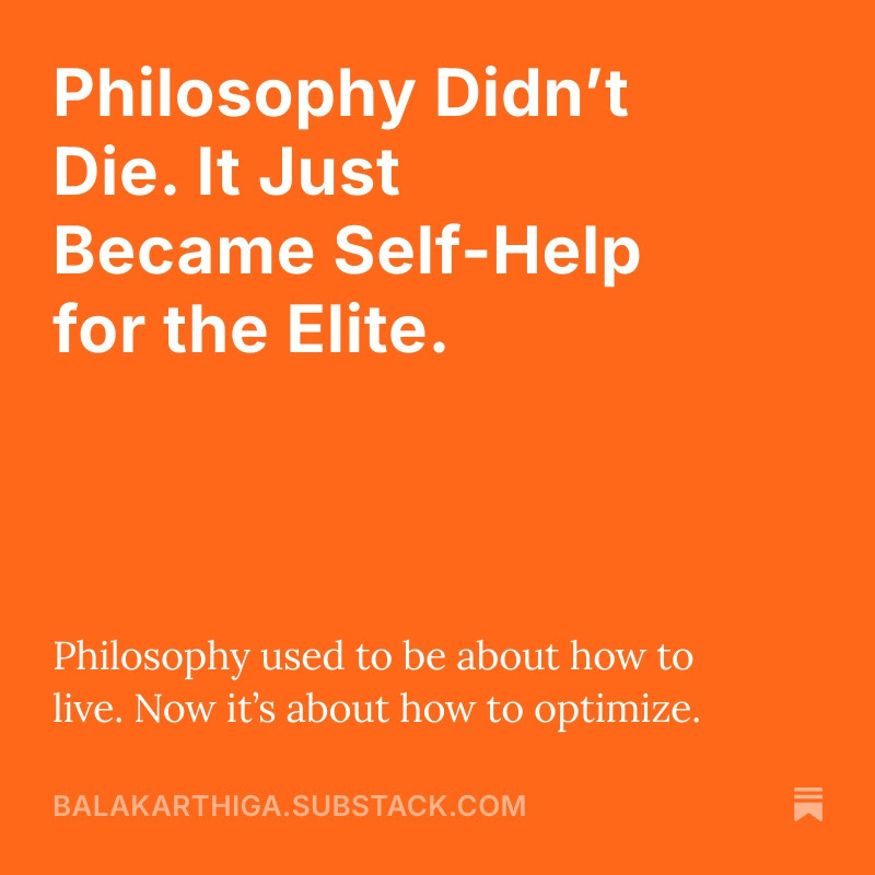 Philosophy used to shake the world. Now it’s just self-help for rich guys.

Socrates challenged power. Nietzsche wanted you to burn your illusions.

Today? Stoicism is a life hack, and billionaires quote Marcus Aurelius to justify their grind.

Philosophy wasn’t meant to make you