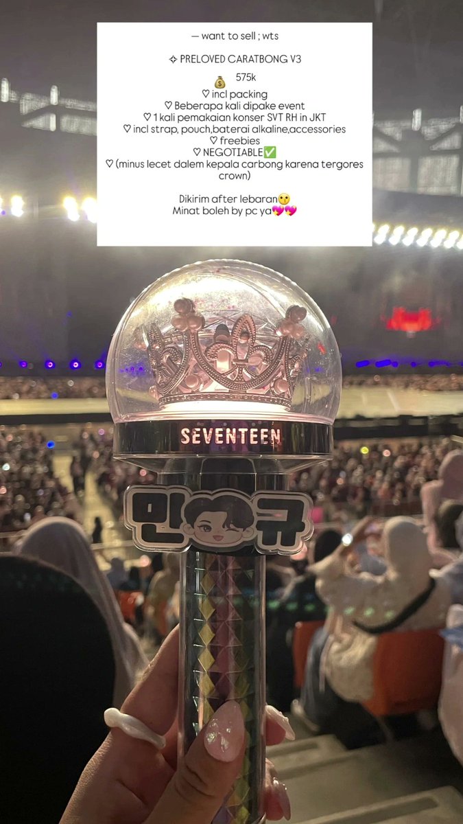 fitrisyifaaa's tweet photo. CARATBONG V3 ireng ku masih avail ya aku turunin harga dan bisa nego,yang minat hmu ya🥹🙏🏻
#lightsick #caratbong #seventeen #세븐틴 #WTS #wanttosell #preloved https://t.co/zq9Bq9jk1A