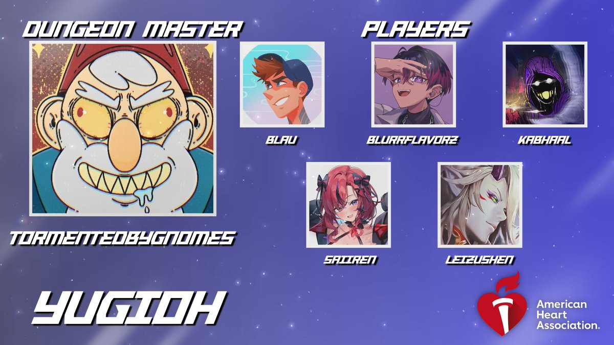 Saiiren ✧ VTuber 🚨 (@xsaiiren) on Twitter photo 🚨 ANNOUNCEMENT 🚨
- YU-GI-OH ANIME ONESHOT -
📆 SATURDAY - MARCH 29
⏰ 11PM EST
<a href="/TrmntdByGnomes/">TormentedByGnomes</a>
<a href="/blaustoise/">blau</a>
<a href="/BlurrFlavorz/">Blurr 🙈👑</a>
<a href="/KabhaalVT/">Kabhaal 😱</a>
<a href="/xsaiiren/">Saiiren ✧ VTuber 🚨</a>
<a href="/LeizuShen/">LEIZU SHEN 🌩 雷主神</a>
Donations go to ❤️ <a href="/American_Heart/">American Heart Association</a>
Hope to see you there! 😊 🚨 ANNOUNCEMENT 🚨
- YU-GI-OH ANIME ONESHOT -
📆 SATURDAY - MARCH 29
⏰ 11PM EST
<a href="/TrmntdByGnomes/">TormentedByGnomes</a>
<a href="/blaustoise/">blau</a>
<a href="/BlurrFlavorz/">Blurr 🙈👑</a>
<a href="/KabhaalVT/">Kabhaal 😱</a>
<a href="/xsaiiren/">Saiiren ✧ VTuber 🚨</a>
<a href="/LeizuShen/">LEIZU SHEN 🌩 雷主神</a>
Donations go to ❤️ <a href="/American_Heart/">American Heart Association</a>
Hope to see you there! 😊
