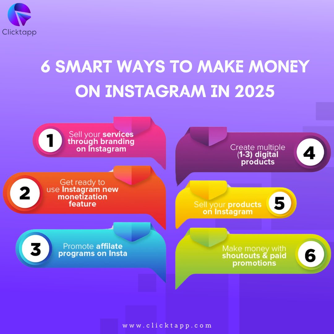 ClicktappM's tweet image. 🚀 6 Smart Ways to Make Money on Instagram in 2025! 💰📲

From 🛍️ affiliate marketing to 🎥 reel monetization, start earning now! 💼✨

#MakeMoneyOnline #InstagramMonetization #AffiliateMarketing #EarnFromInstagram