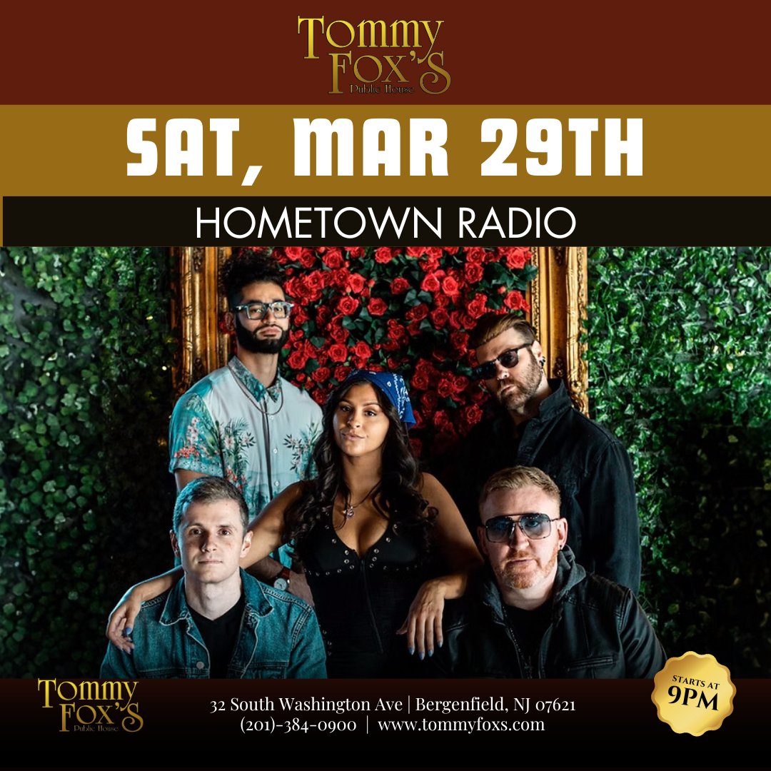 Live music tonight at 9pm! Hometown Radio is your go-to New Jersey #coverband, delivering a high-energy mix of dance, pop, and #rockandroll with a powerful twist. Get ready to dance, sing, and rock out with us as we bring the best of music to your hometown stage! #livemusic