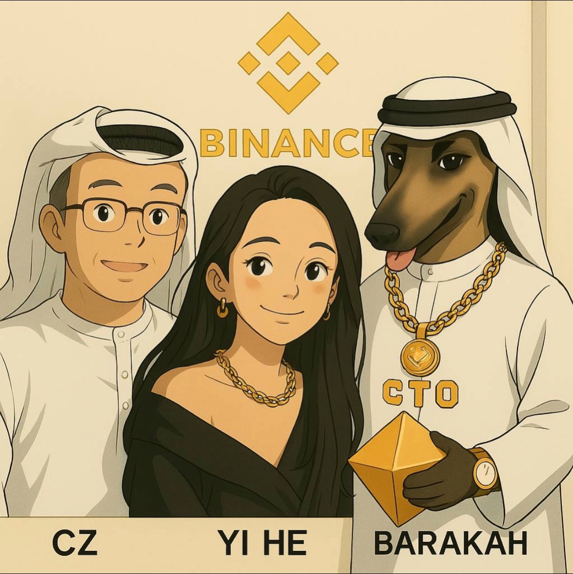 YuriTassara's tweet photo. @BSCGemsAlert The most powerful crypto family: #CZ, Yi He &amp; the legendary Arabian dog #Barakah! 🐕✨

Kudos to CZ, Yi He &amp; the Binance team for building a thriving community! Barakah brings blessings, strength &amp; unity to the crypto world! 🚀💎

@Barakah_CTO https://t.co/qatZRDCQCT