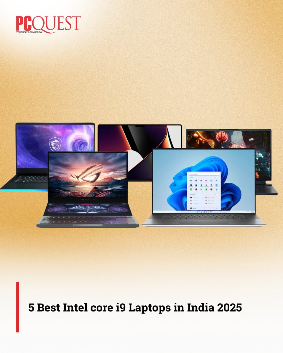 pcquest's tweet image. Looking for power-packed performance in 2025? These top Intel Core i9 laptops from Alienware, MSI, Asus, Dell, and Apple.

Read more: pcquest.com/computers-lapt…
#PCQuest #Intel9 #MSI #Dell #Intel #HP #Alienware