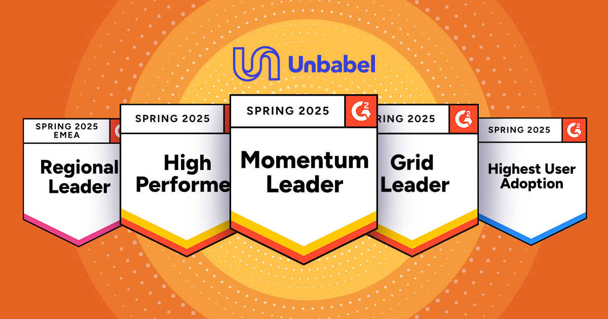 Unbabel's tweet image. 🏆 The results are in! Unbabel has earned 11 G2 Spring 2025 badges.
💪 Only 4% of software on G2 received Leader badges, and we've received 3.
🙌 Thank you to our amazing customers for your continued support!
Check out our G2 page 👉 hubs.li/Q03dQWJ00
#G2Badges #Unbabel