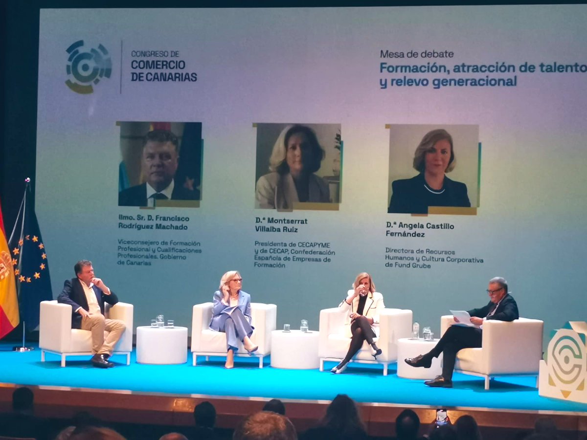 🟠 Interesante mesa de debate: “Formación, atracción de talento y relevo generacional” en el Congreso de Comercio de Canarias con Francisco Rodríguez <a href="/EducacionGobC/">Educación Gobcan</a> / Montserrat Villalba Ruiz, pta <a href="/cecapyme/">cecapyme</a> y <a href="/CecapFormacion/">CECAP</a> / Ángela Castillo Fernández, RRHH <a href="/fundgrube_es/">Fund Grube</a>
