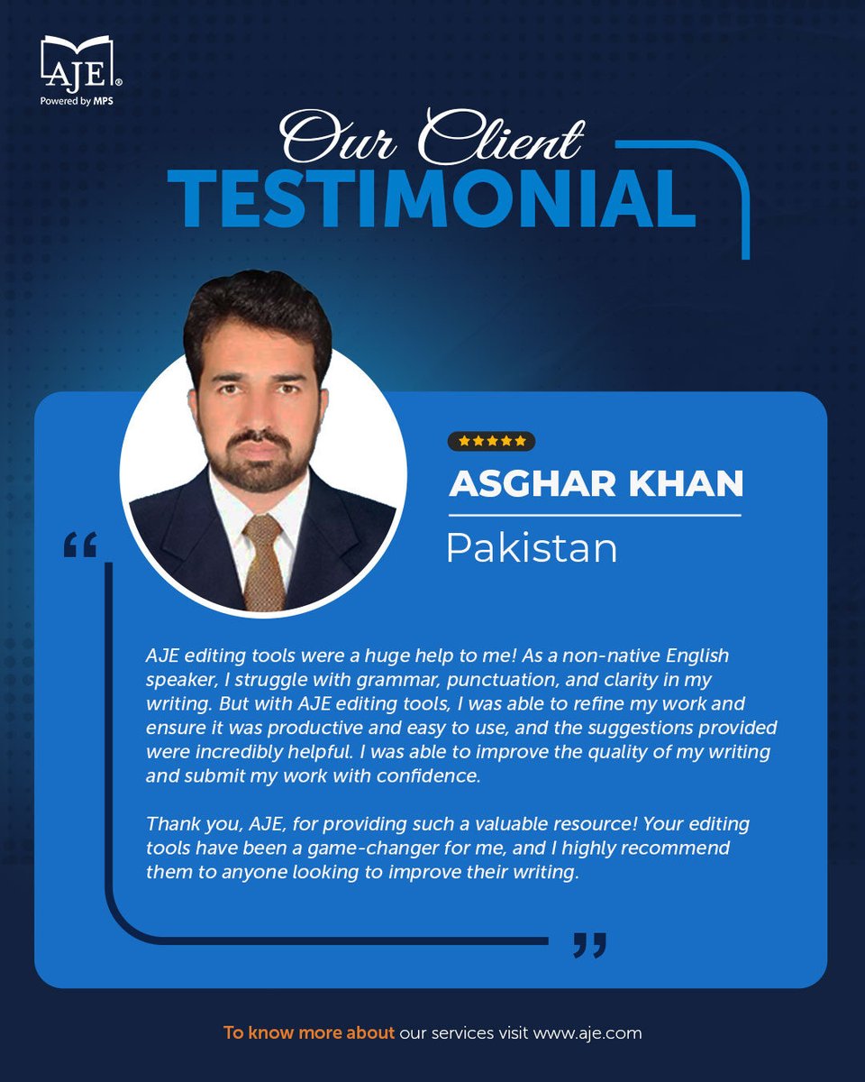 Hear it from our authors! Discover how AJE’s expert services helped researchers submit with confidence. Ready to elevate your manuscript? Let’s get started! hubs.ly/Q03dQm9t0

#AJE #AuthorSuccess #ResearchSupport