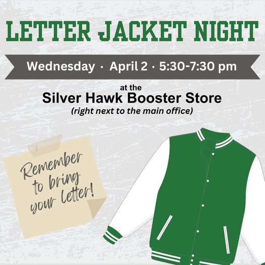Letter Jacket night has been rescheduled to April 2!  Come on in and do a little shopping in the Booster Store!  Great chance to get some LSW gear!