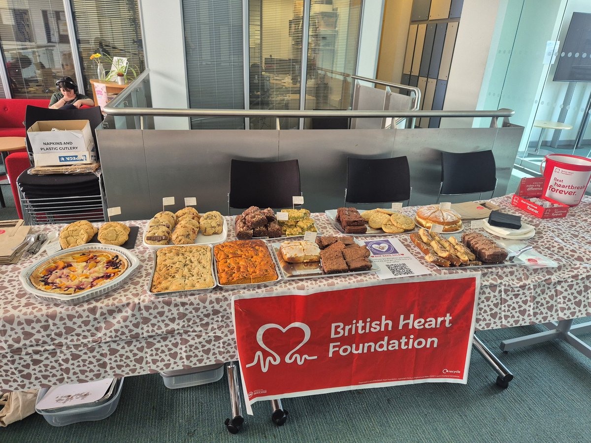 DCVS_UoM's tweet image. Bake sale today 3rd floor CTF raising money for @TheBHF cash or card payments via our Just Giving (QR code at the table)