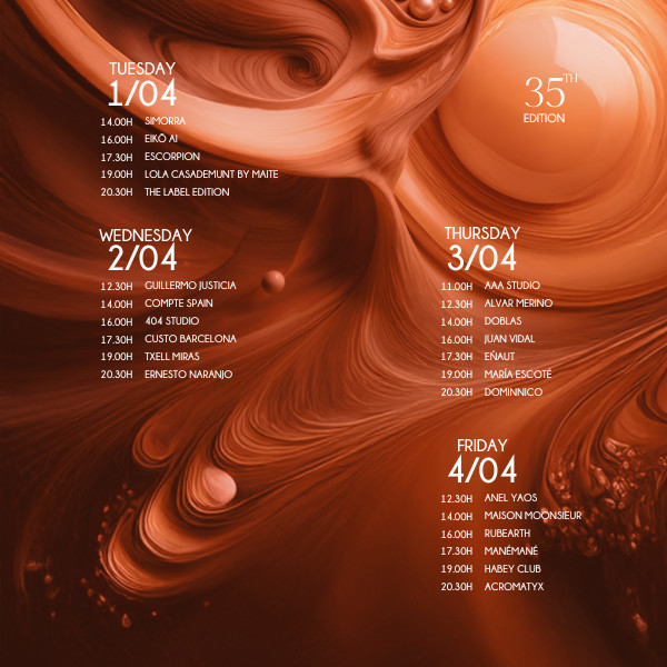 Descobreix el calendari de la 35a edició del #080BarcelonaFashionWeek, de l'1 al 4 d'abril , al Recinte Modernista de Sant Pau.

Consulta l'agenda completa a l'enllaç de la bio.

T'hi esperem!