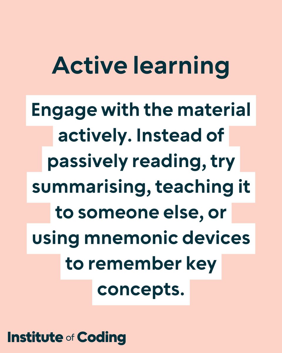 IoCoding's tweet image. Looking to study smarter, not harder? Here are 3 simple tips to help you make the most of your learning time. Share your top study tips 👇 #StudyTips #StudySmart #TimeManagement #ActiveLearning