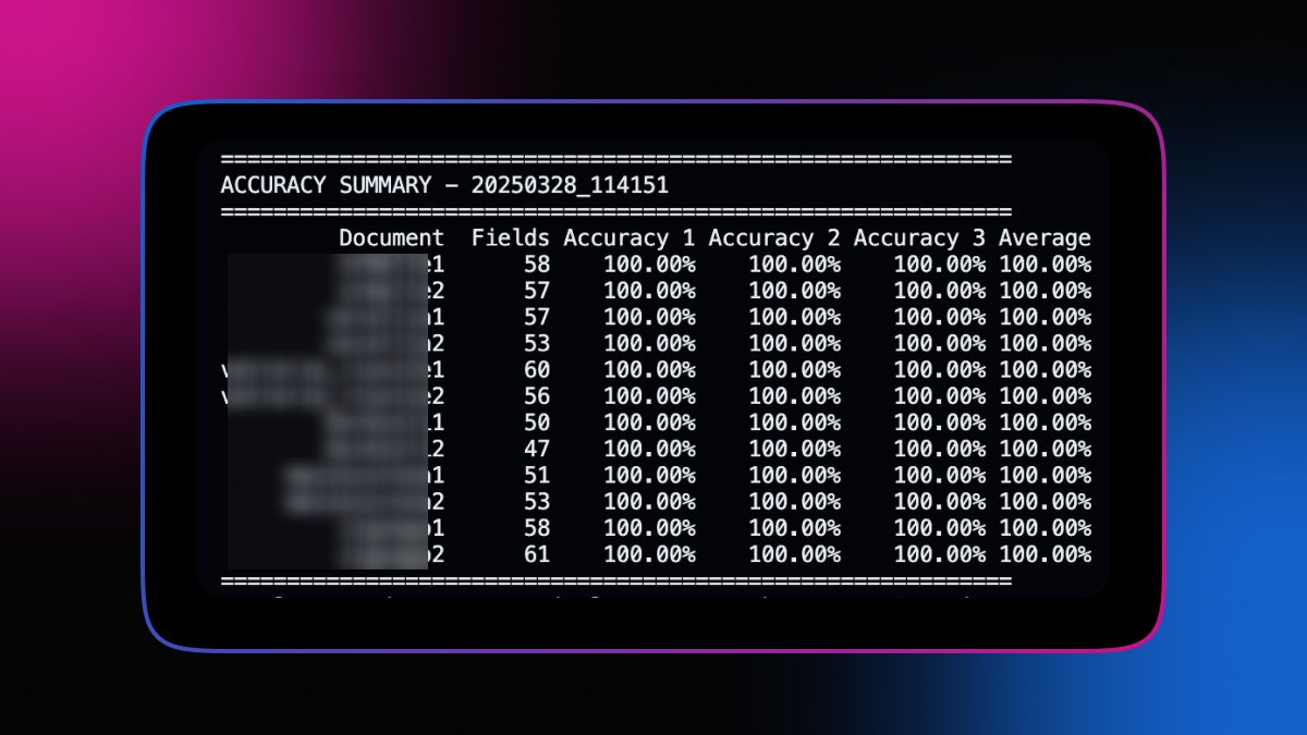 __gianluc4's tweet photo. first AI/data extraction project

ran my eval script on 12 docs x 3 times (36 res in total) — 100% accuracy across all fields 😮‍💨

hyped but staying chill https://t.co/USiRkkKoJj