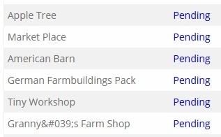 Hier mal wieder ein aktueller Stand meiner Modhub-Mods. Momentan warten 6 Mods auf den Test. Omas Hoflädchen wird der erste Mod sein, der dran kommt mit dem Test.