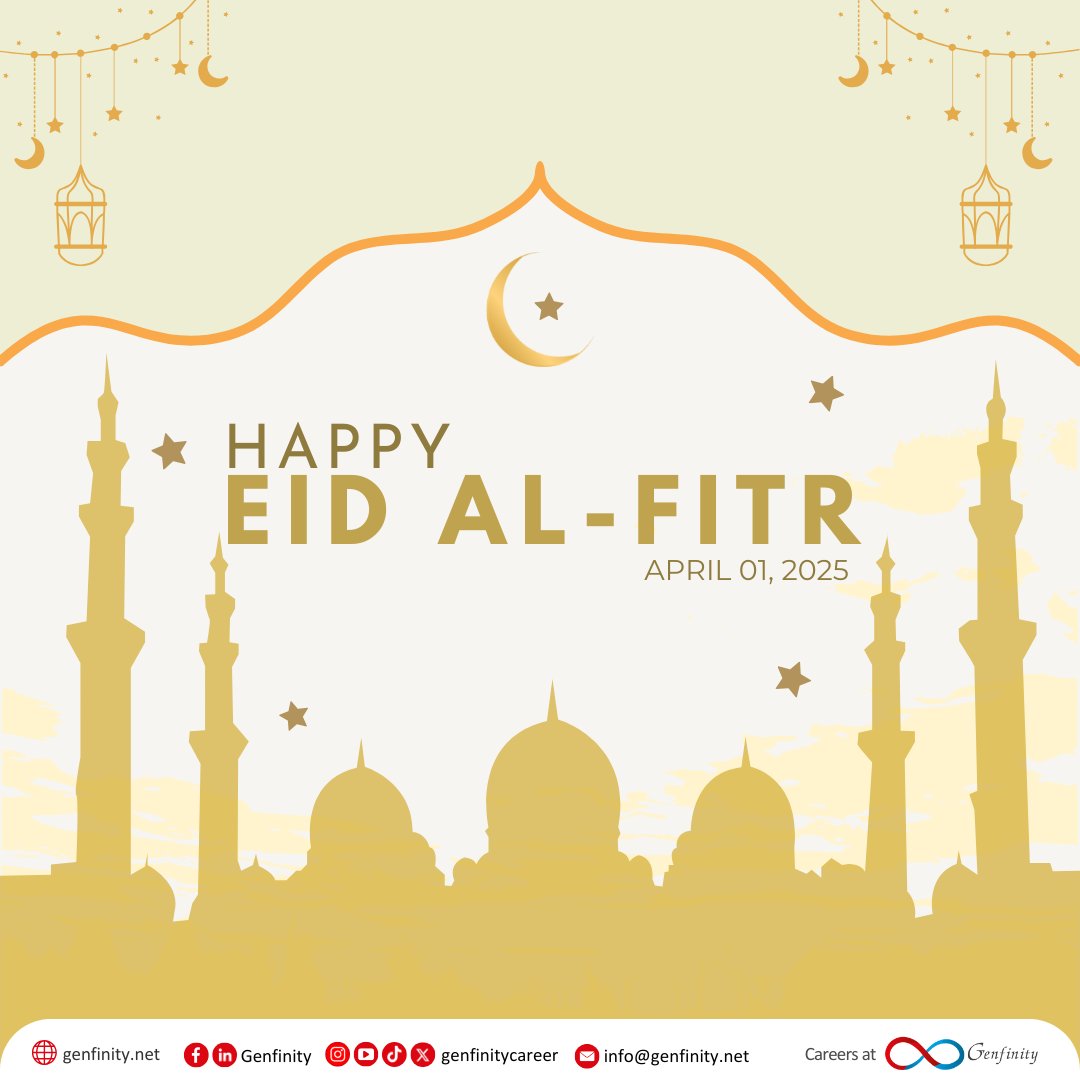 genfinitycareer's tweet image. 🌙✨ Tomorrow, we celebrate Eid Al-Fitr! Wishing you a joyous day filled with peace, gratitude, and blessings.

#Genfinity #EnablingExcellence #EidAlFitr