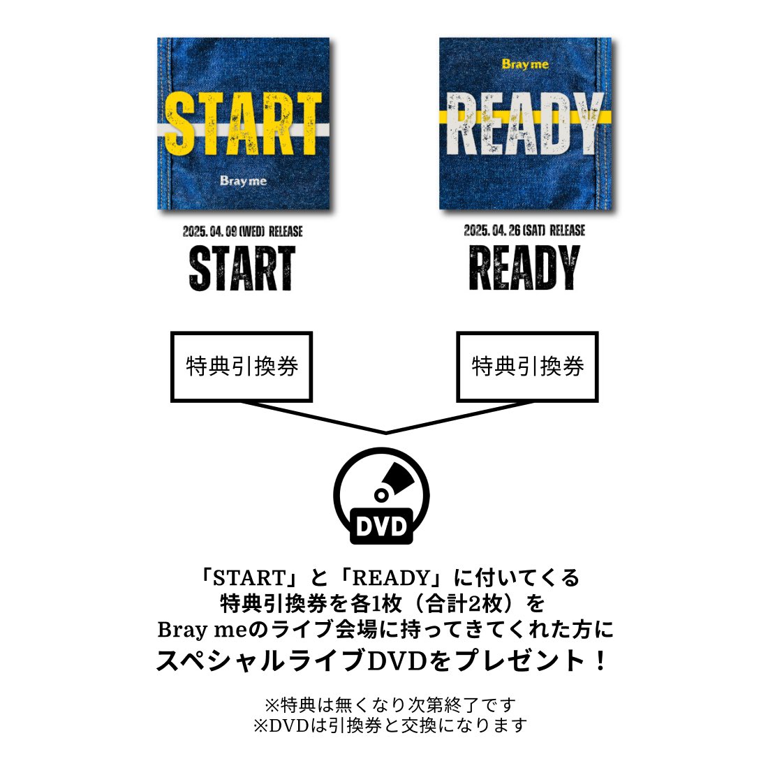 Bray me READY CD 特典DVD引換券 E.P.2枚購入特典内容情報解禁！ 「START」と「READY」に付いてくる