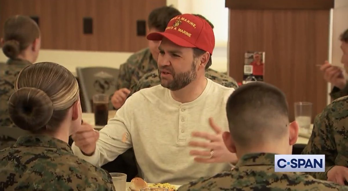 Marines learn on Day 1 to never wear their cover inside and damn sure never to eat with it on. Maybe Corporal Correspondent went to a different boot camp than I did.