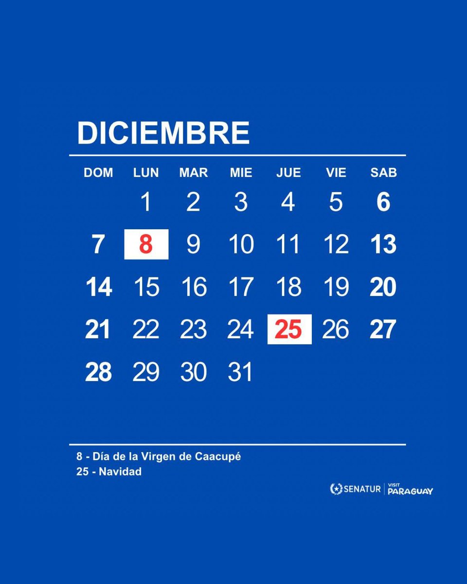 SENATUR RECUERDA TODOS LOS FERIADOS DEL 2025🗓️ 

#780am <a href="/Megatv_py/">MEGA TV</a>