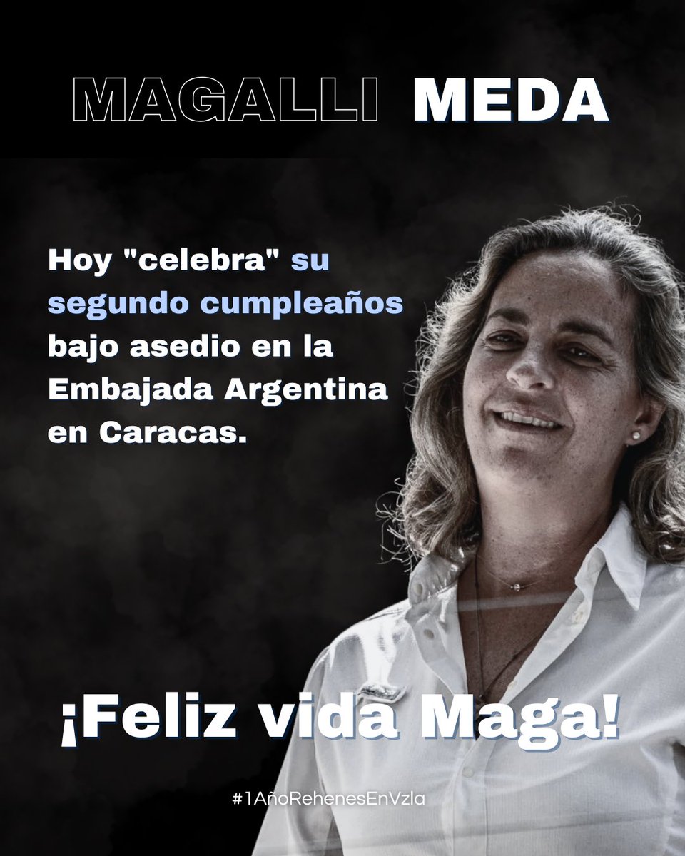 MundoConVzla's tweet photo. Hoy Magalli Meda (@MagalliMeda) celebra su segundo cumpleaños siendo Rehén del Régimen ‼️

Tu incansable lucha nos ha hecho fuertes, más valientes y tu historia nos ha servido de inspiración para seguir adelante.

FELIZ CUMPLEAÑOS, MAGA 💙

#HastaElFinal https://t.co/VyDjfw83jU