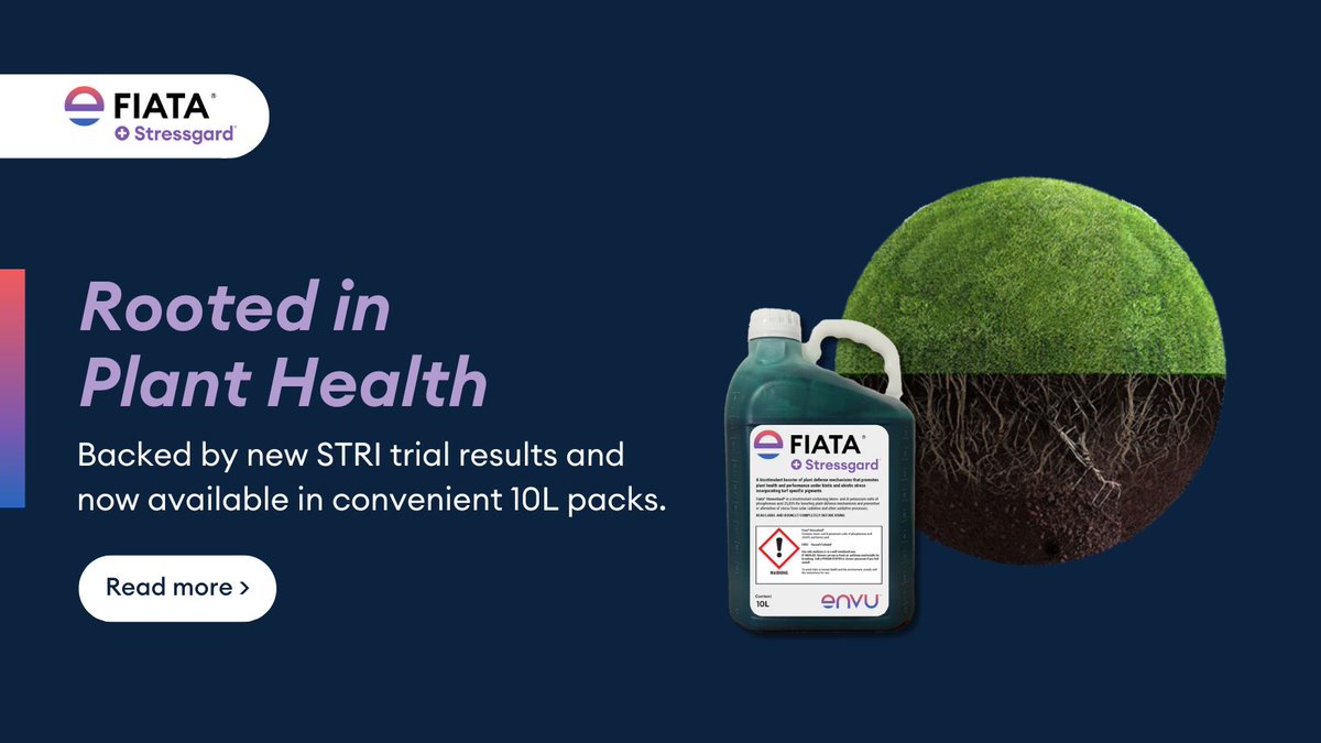 🌿 Say goodbye to turf stress! Backed by recent STRI trials, Fiata Stressgard is now available in 10L packs, making it easier than ever to maintain healthy, resilient turf in tough conditions.
💪 Biotic &amp; Abiotic stresses-Fiata Stressgard has you covered.
🔗