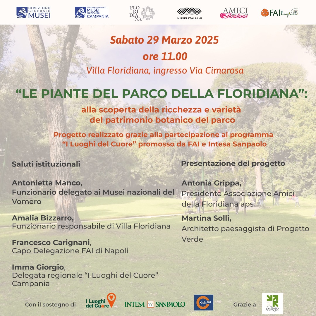 “Le Piante del parco della Floridiana”: alla scoperta della ricchezza e varietà del patrimonio botanico del parco.   Villa Floridiana, 29 marzo 2025. museicampania.cultura.gov.it/le-piante-del-……

<a href="/museitaliani/">museitaliani</a> <a href="/MiC_Italia/">Ministero della Cultura</a> <a href="/Campaniartecard/">Campania Artecard</a> <a href="/in__campania/">inCampania</a> <a href="/Fondoambiente/">FAI</a> <a href="/intesasanpaolo/">Intesa Sanpaolo</a>
<a href="/Sole_365/">Sole365</a>