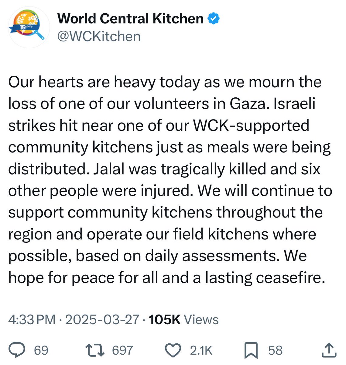 Remember when the world was shocked and angered by Israel’s killing of <a href="/WCKitchen/">World Central Kitchen</a> humanitarian workers? Now it happens and no one even bats an eye.