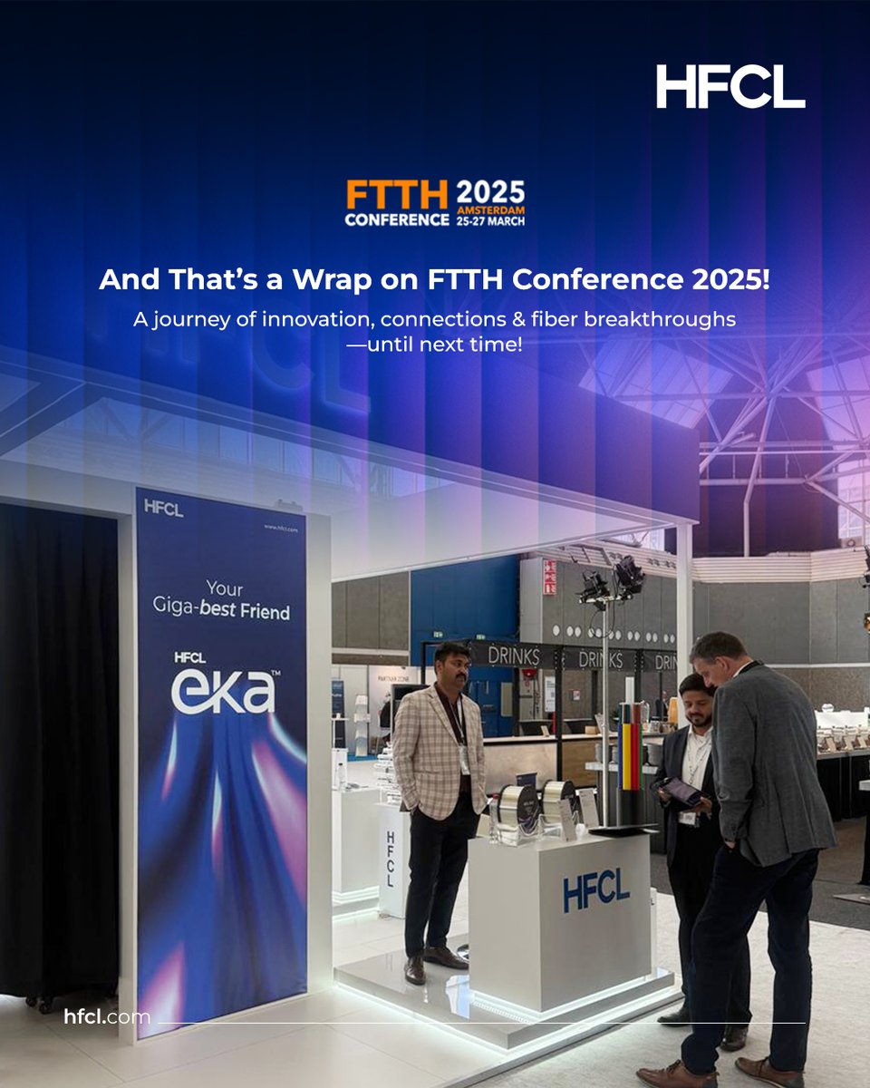 hfclg's tweet image. The FTTH Conference 2025 has come to an end! 

Relive the highlights as we showcased the future of fiber. Until next time! 

#HFCL #FTTHConference #FiberInnovation