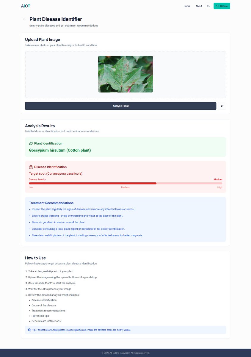 Cryptoking52's tweet photo. Integrated plant disease identification and treatment planner 

you can visit here: https://t.co/OusYynnSp7

#aitools#education#FreeTools#productivity#AIoT#WebDevelopment#RainbowWardrobe#EDC https://t.co/3CsJYsmP3U