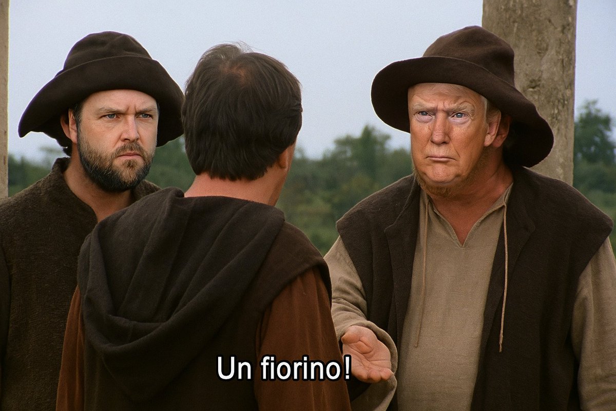"Nuova politica commerciale: ogni transazione? Un fiorino. Ogni tweet? Un altro fiorino."
📦📉 #MakeTariffsFunnyAgain #Trumponomics