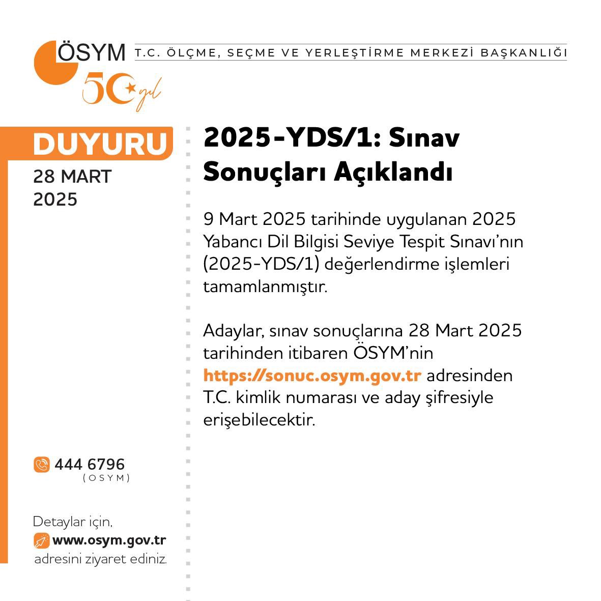 2025-YDS/1: Sınav Sonuçları Açıklandı

osym.gov.tr/TR,33127/2025-…