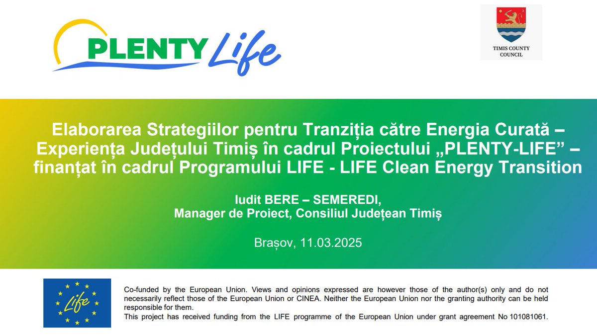 plenty_life's tweet photo. PLENTY-Life was presented by CJ Timiș at the OER 2025 Conference in Brașov, during the session on local climate action. The project highlights the role of local partnerships and communities in the energy transition. #PLENTYLife #OER2025 #ClimateAction #EnergyCities https://t.co/RB03UbfUDN