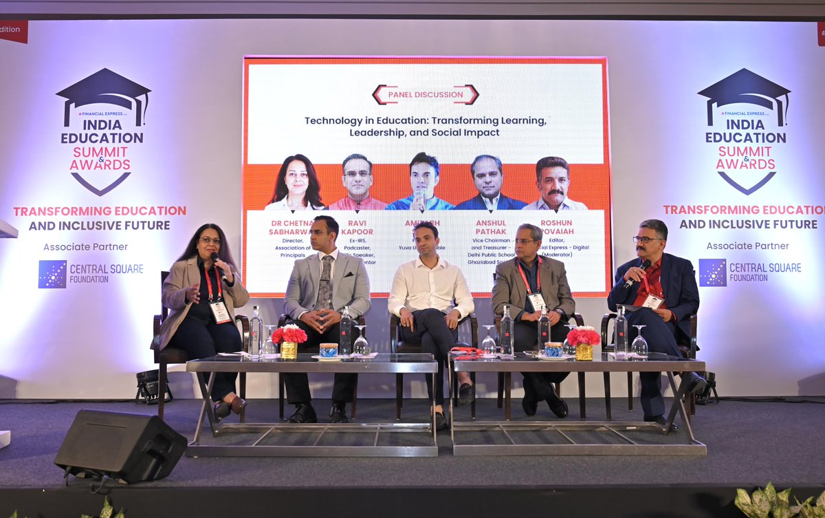 Financial Express (@financialxpress) on Twitter photo LIVE from #FEIEAS2025: Up next, the panel discussion on ‘Technology in Education: Transforming Learning, Leadership, and Social Impact’ is in progress with:
- <a href="/AmitabhShah/">Amitabh Shah</a>, Founder, <a href="/UnstoppableYUVA/">YUVA Unstoppable</a>
- Anshul Pathak, Vice Chairman and Treasurer, Delhi Public School Ghaziabad LIVE from #FEIEAS2025: Up next, the panel discussion on ‘Technology in Education: Transforming Learning, Leadership, and Social Impact’ is in progress with:
- <a href="/AmitabhShah/">Amitabh Shah</a>, Founder, <a href="/UnstoppableYUVA/">YUVA Unstoppable</a>
- Anshul Pathak, Vice Chairman and Treasurer, Delhi Public School Ghaziabad