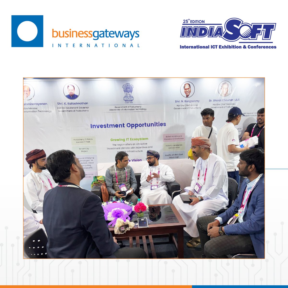 Businessgateways at INDIASOFT 2025

 We were honored to host our esteemed delegates from Oman and facilitate impactful engagements at INDIASOFT 2025!

From meeting Government of Puducherry officials to connecting with global companies, every moment was filled with collaboration