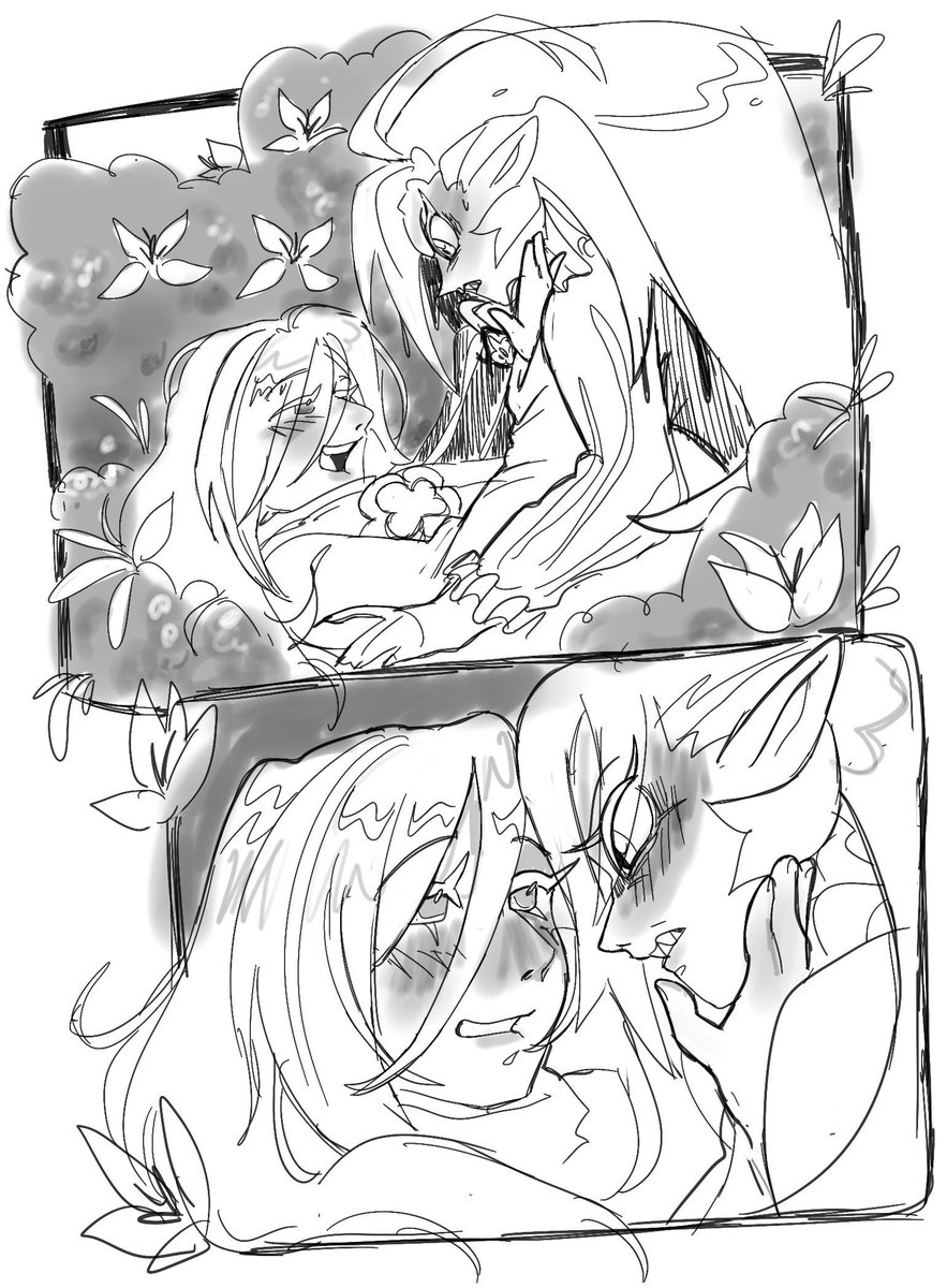 Fiishfern's tweet photo. “And?” Pure Vanilla murmurs back. “Do you want to kiss me?”
.
#jambound #shadowvanilla https://t.co/zPzTHlHu41