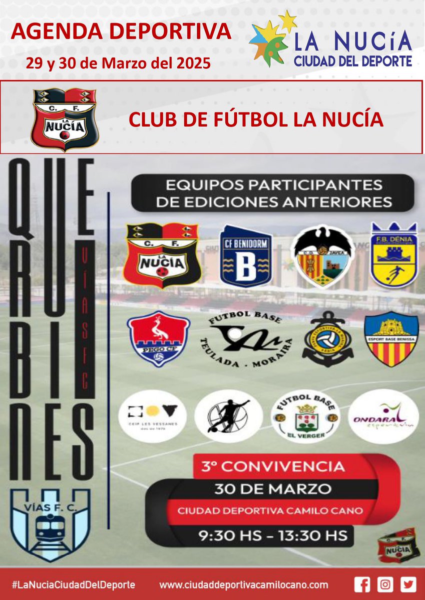 Ciudad Deportiva Camilo Cano La Nucía (@cdcamilocano) on Twitter photo 👋🏻👋🏻Buenos días! Aquí tenéis la #AgendaDeportiva de este fin de semana en <a href="/lanuciadeporte/">La Nucia Ciudad del Deporte</a>‼️
📖Agenda Completa👉🏻 m.facebook.com/story.php?stor…
#LaNuciaCiudadDelDeporte #Deporte #LaNucia 👋🏻👋🏻Buenos días! Aquí tenéis la #AgendaDeportiva de este fin de semana en <a href="/lanuciadeporte/">La Nucia Ciudad del Deporte</a>‼️
📖Agenda Completa👉🏻 m.facebook.com/story.php?stor…
#LaNuciaCiudadDelDeporte #Deporte #LaNucia
