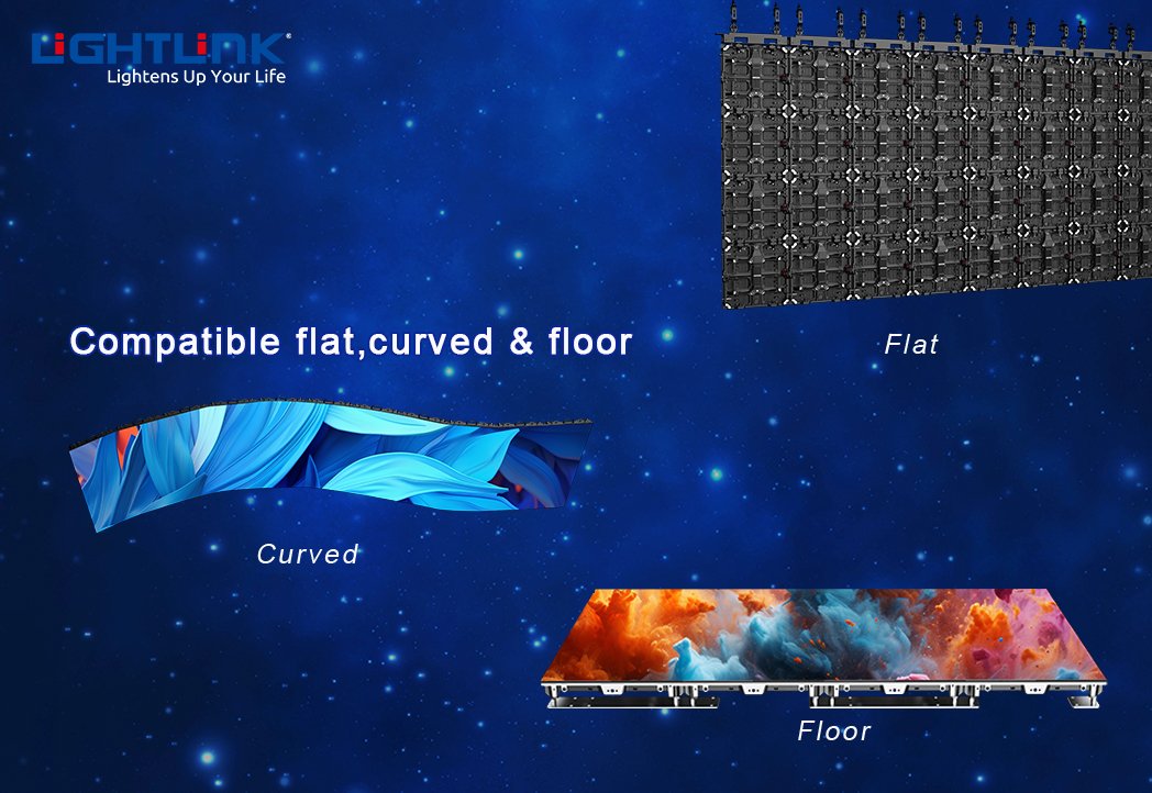 LightlinkLED's tweet image. Versatility Redefined - Lightlink Alien D. 
Flat, curved, or floor setups allowed. One screen, infinite possibilities. How will you design your next visual masterpiece? #Lightlink #AlienD #RentalLEDdisplay #FloorLED #RentalLEDmanufacture  
More details: szlightlink.com/Stan_dard/24.h…